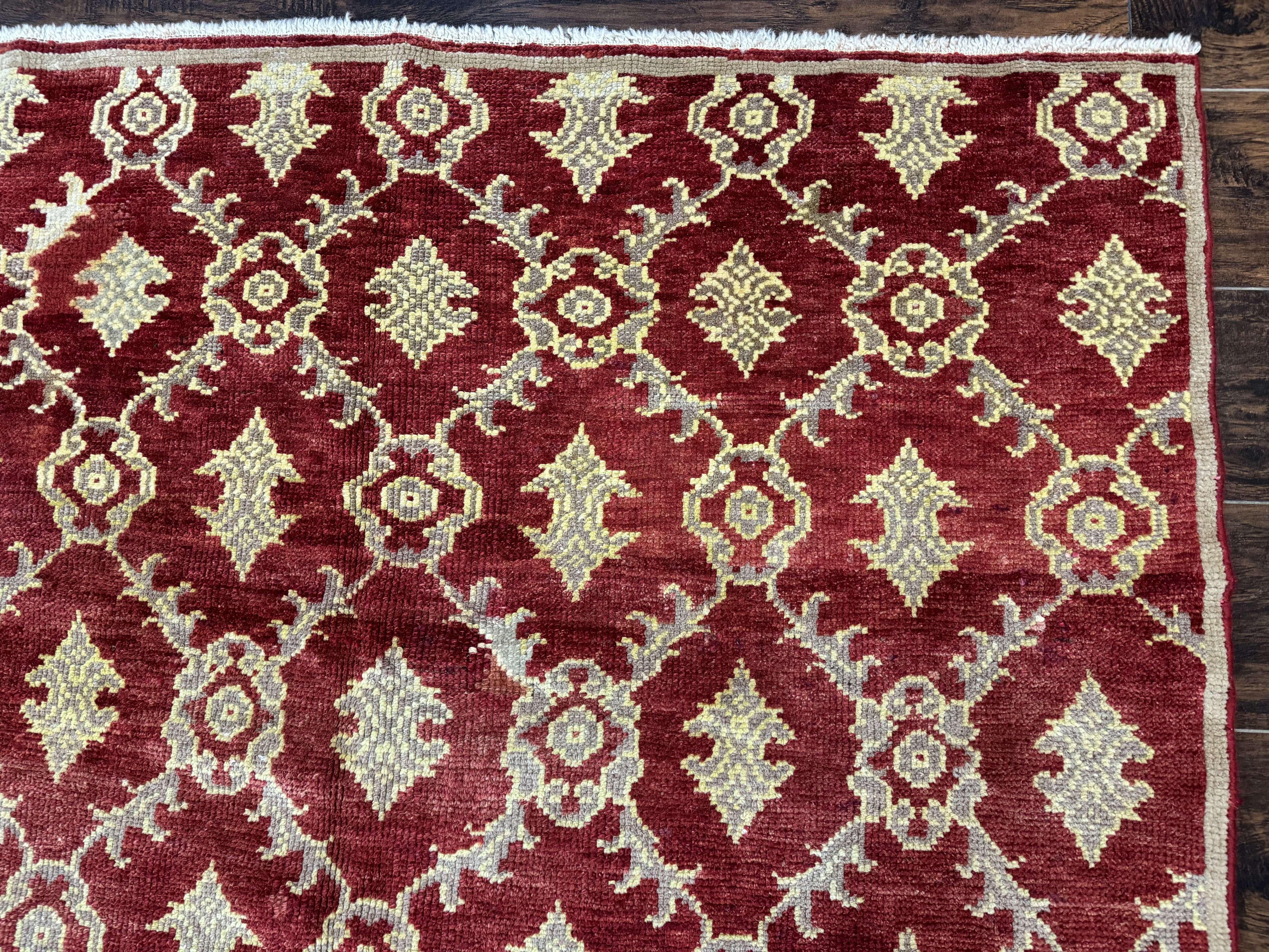 Modern Turkish Oushak Rug 5x8, Brick Red