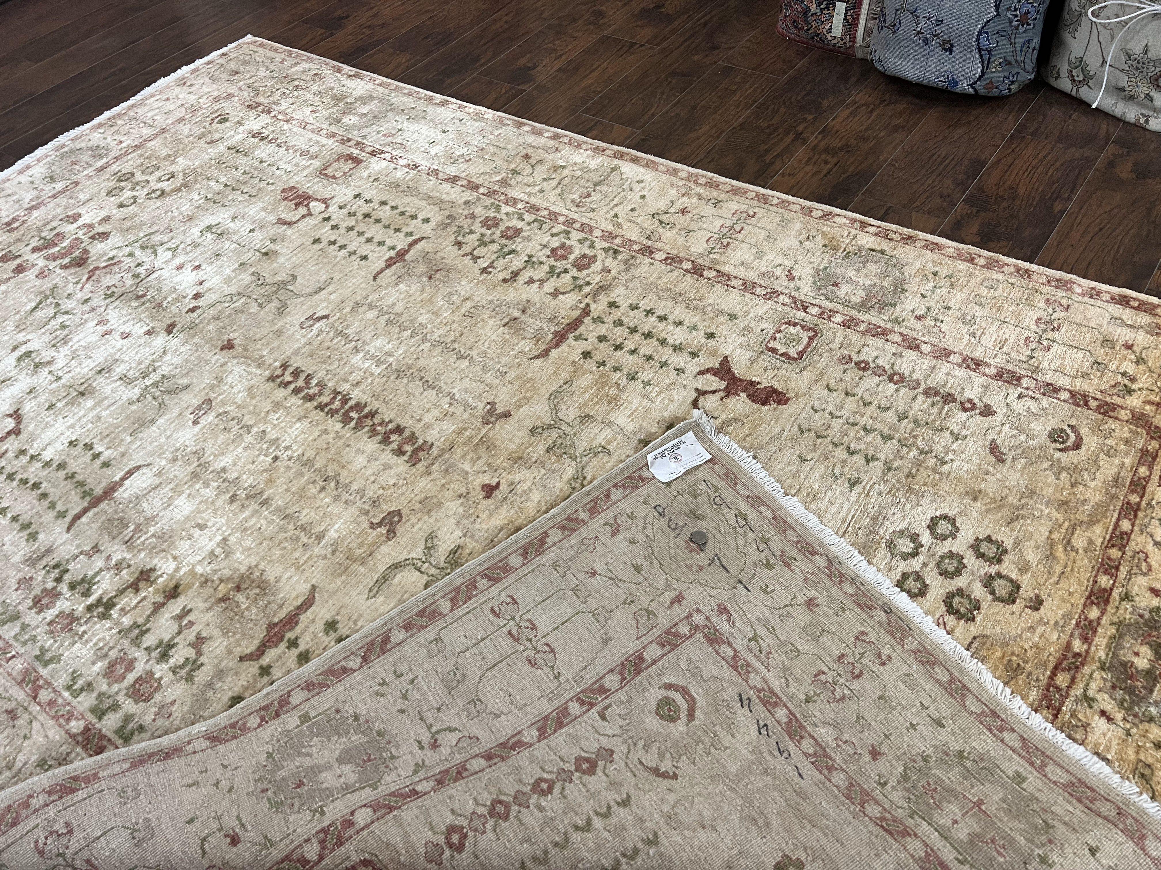 Pakistani Oushak Rug 6 x 9.6, Handmade Wool Peshawar Carpet, Farmhouse Rug