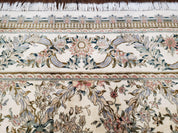 Pak Persian Floral Rug 11 x 12.6, Ivory, Very Fine, Hand Knotted