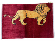 3 X 5 Handmade Hand-Knotted Quality Wool Rug Lion Red Veg Dyes Tribal Pictorial