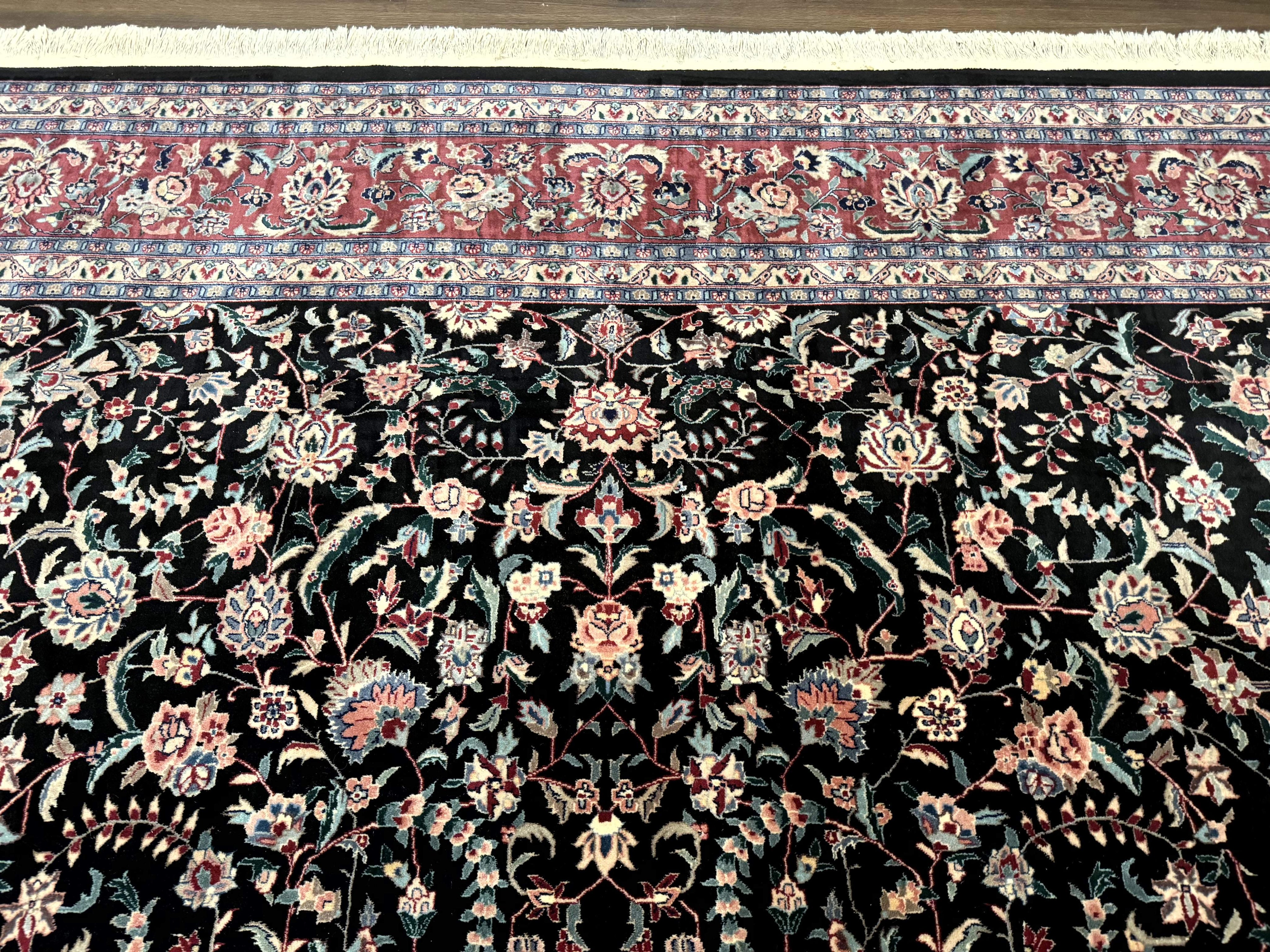 Large Sino Persian Rug 10x15, Floral Allover, Hand Knotted Wool Carpet, Fine