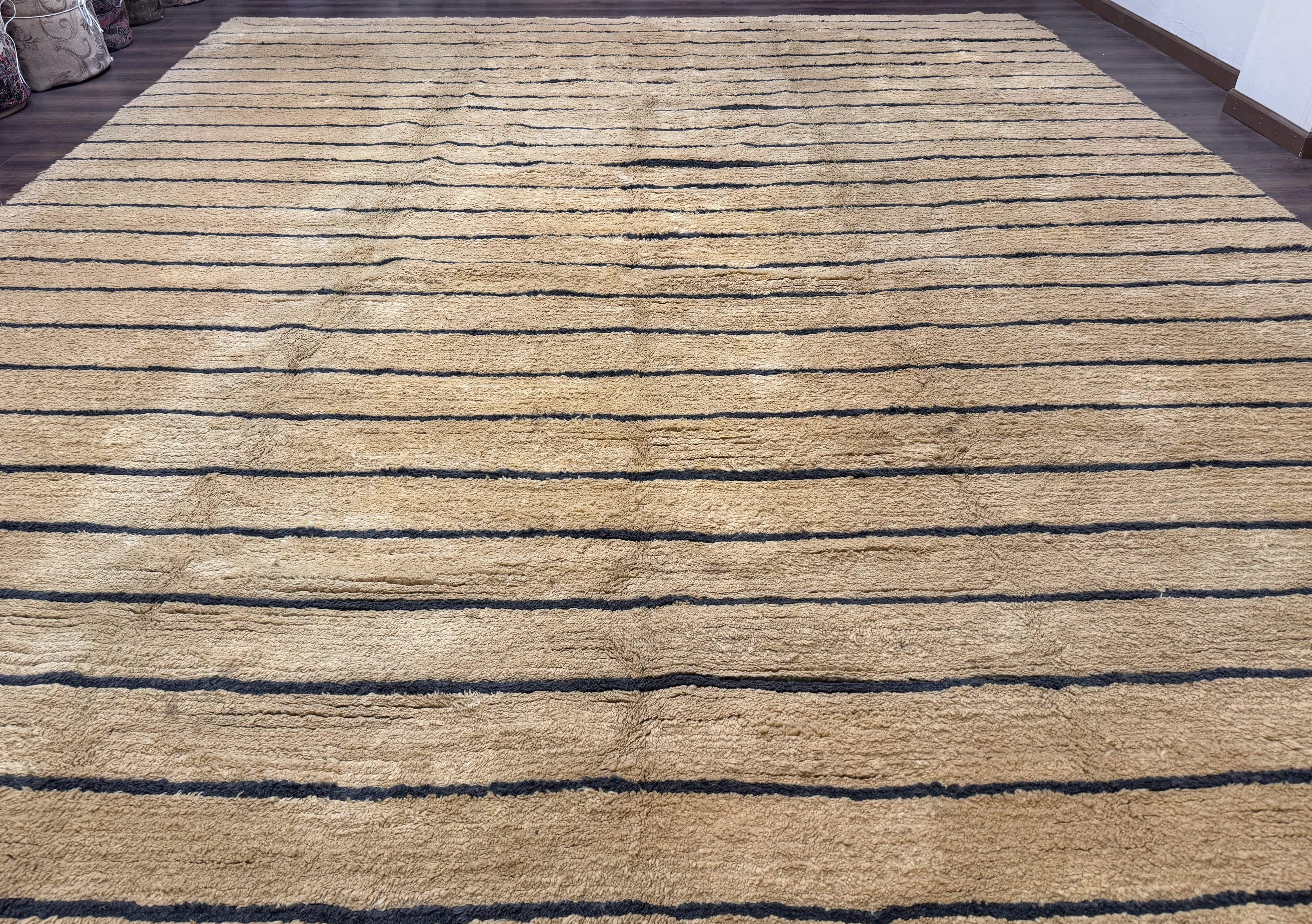 Modern Nepali Rug 13 x 15.6, Palace Size Wool Custom Made Rug, Tan, Large Nepali/Tibetan Carpet