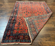 Antique Persian Tribal Rug 5 x 6.6, Tomato Red, Hamadan Angelas Rug