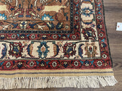 Unique Afghan Silk Rug 4x6, Hunting Pattern Animal Motifs, Light Brown and Cream, Persian Handwritten Poetry, Fine 1940s Oriental Carpet Wow