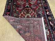 3' 4" X 9' Antique Handmade Wool Rug Runner Floral Organic Dyes Red Nice