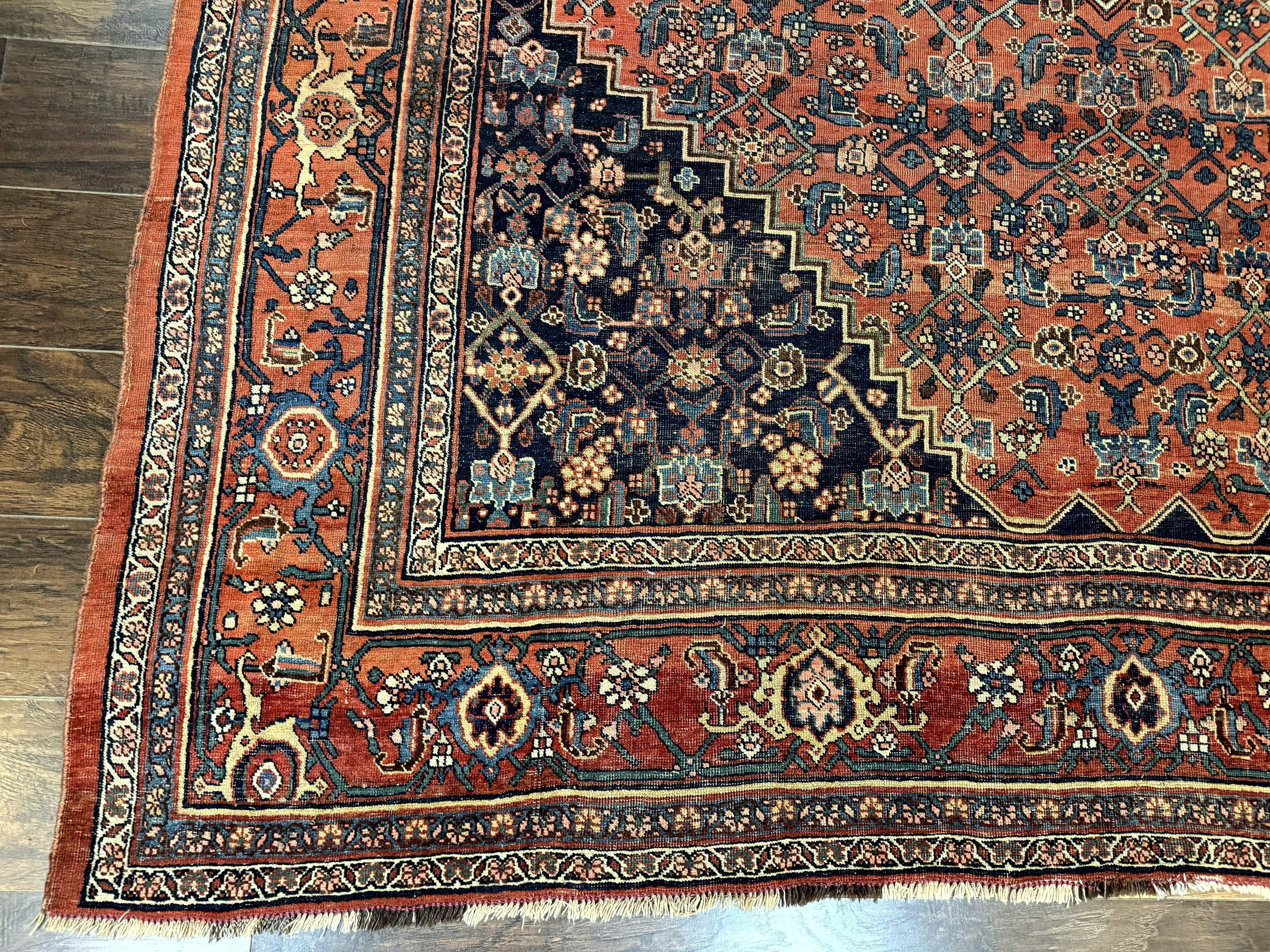Antique Persian Bidjar Rug 8x12, Rare Persian Carpet
