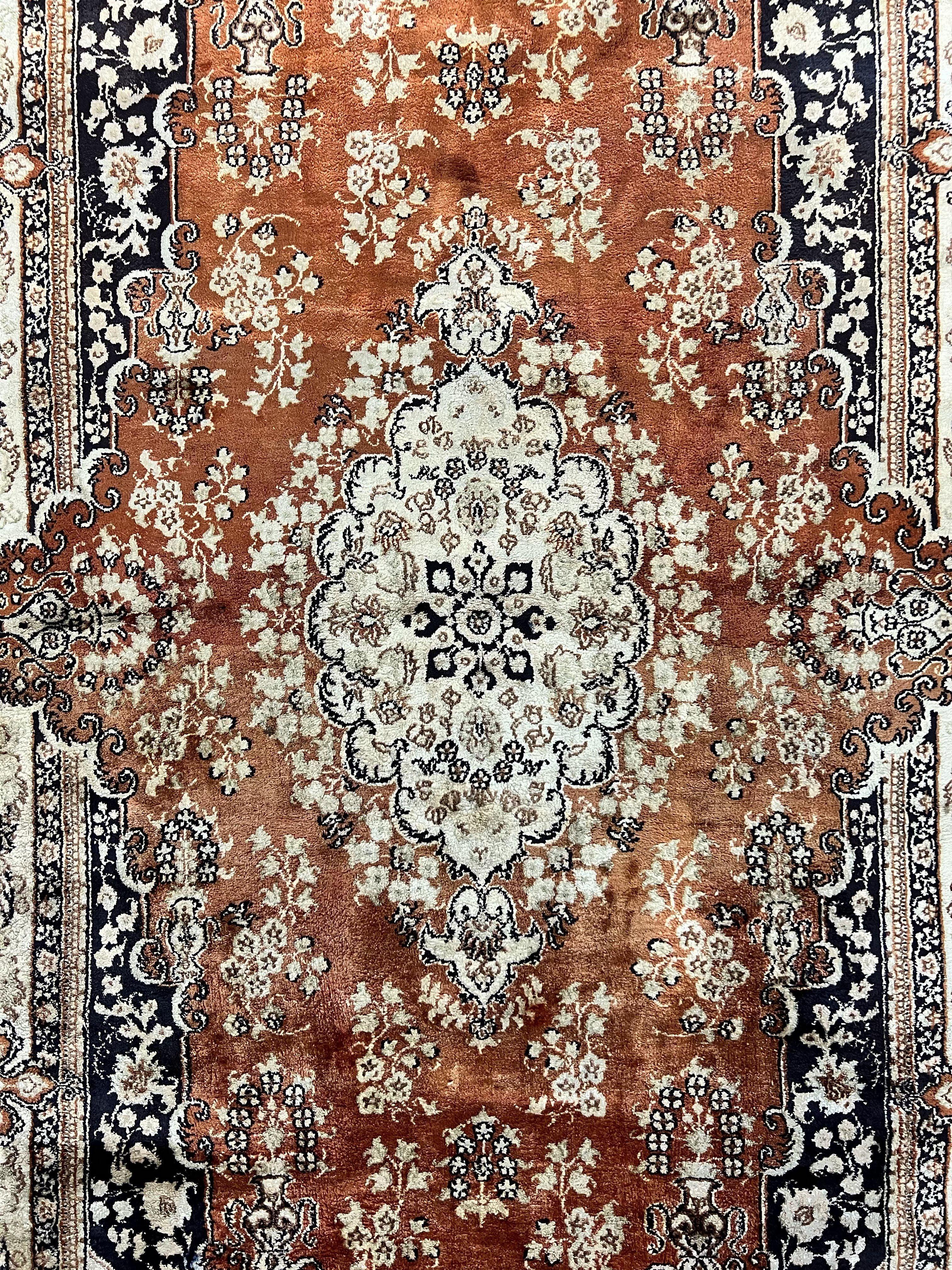 Turkish Silk Rug 3x5, Very Fine 400 KPSI, Floral Medallion, Handmade Hand Knotted Silk on Silk Oriental Carpet