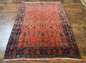 Antique Persian Tribal Rug 5 x 6.6, Tomato Red, Hamadan Angelas Rug
