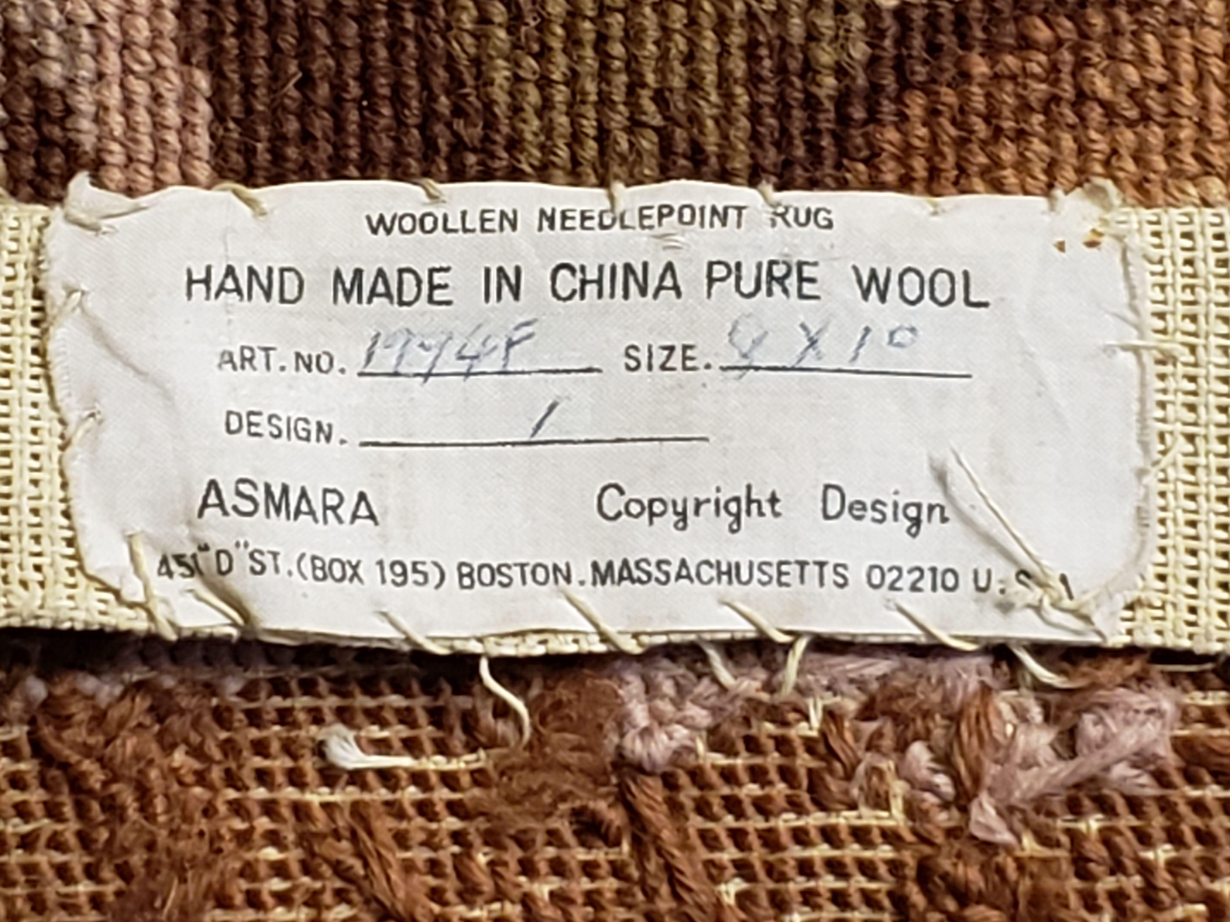 7' 7" x 9' 8" Needlepoint Rug Floral Beige Flat Weave Carpet 8x10 Handmade New Area Rug