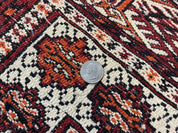 Persian Turkoman Rug 7x8, Almost Square Rare, Hand Knotted, Yamud, Bohemian Rug, Handmade Tribal Rug, Cream Red, Handmade Oriental Carpet