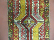 Small Turkish Yastik Rug 1.9 x 2.10, Antique Handmade Oushak Carpet