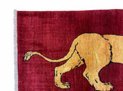 3 X 5 Handmade Hand-Knotted Quality Wool Rug Lion Red Veg Dyes Tribal Pictorial