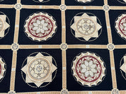 Large Needlepoint Rug 10x13, Panel Design, Black and Beige, Wool Needlepoint Carpet 10 x 13, English Garden, Handwoven Area Rug, Living Room