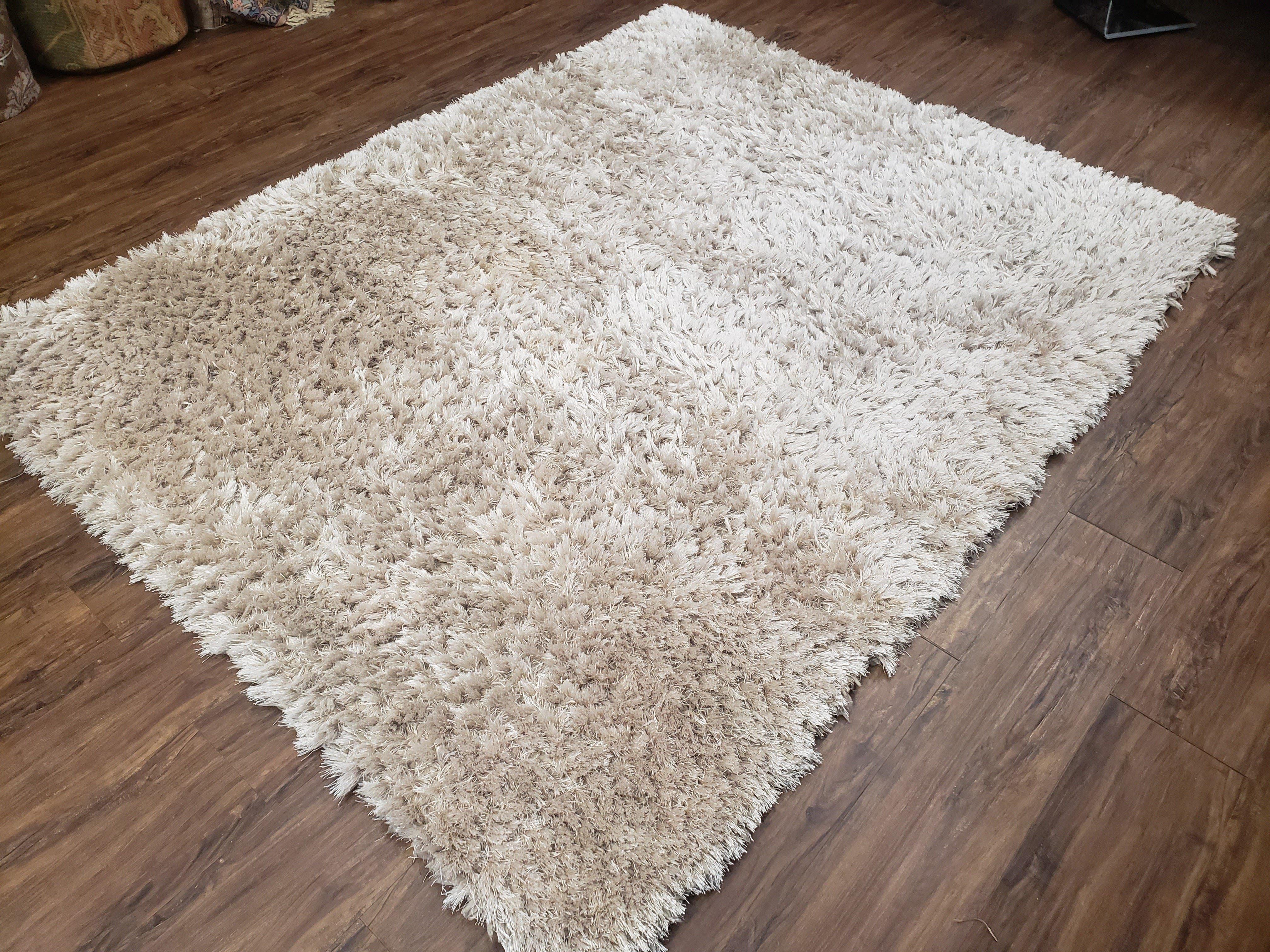 Ivory Shag Rug 6x7, Flokati Carpet, Shaggy Soft Plush Pile Area Rug, Modern Contemporary