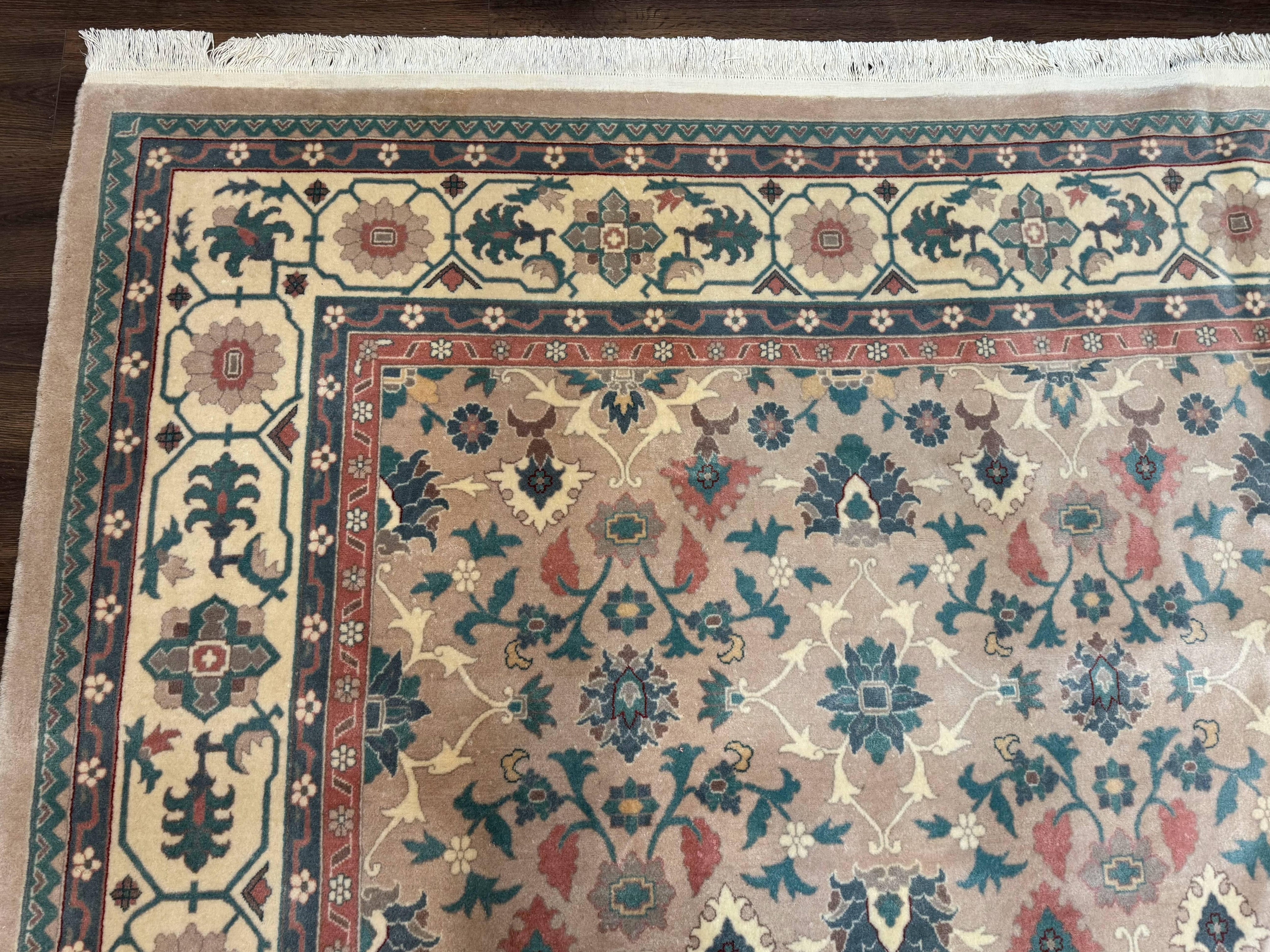 Palace Size Wool Rug 10x18, Sino Persian Kerman Rug, Oversized Hand Knotted Carpet, Light Taupe, Allover Pattern