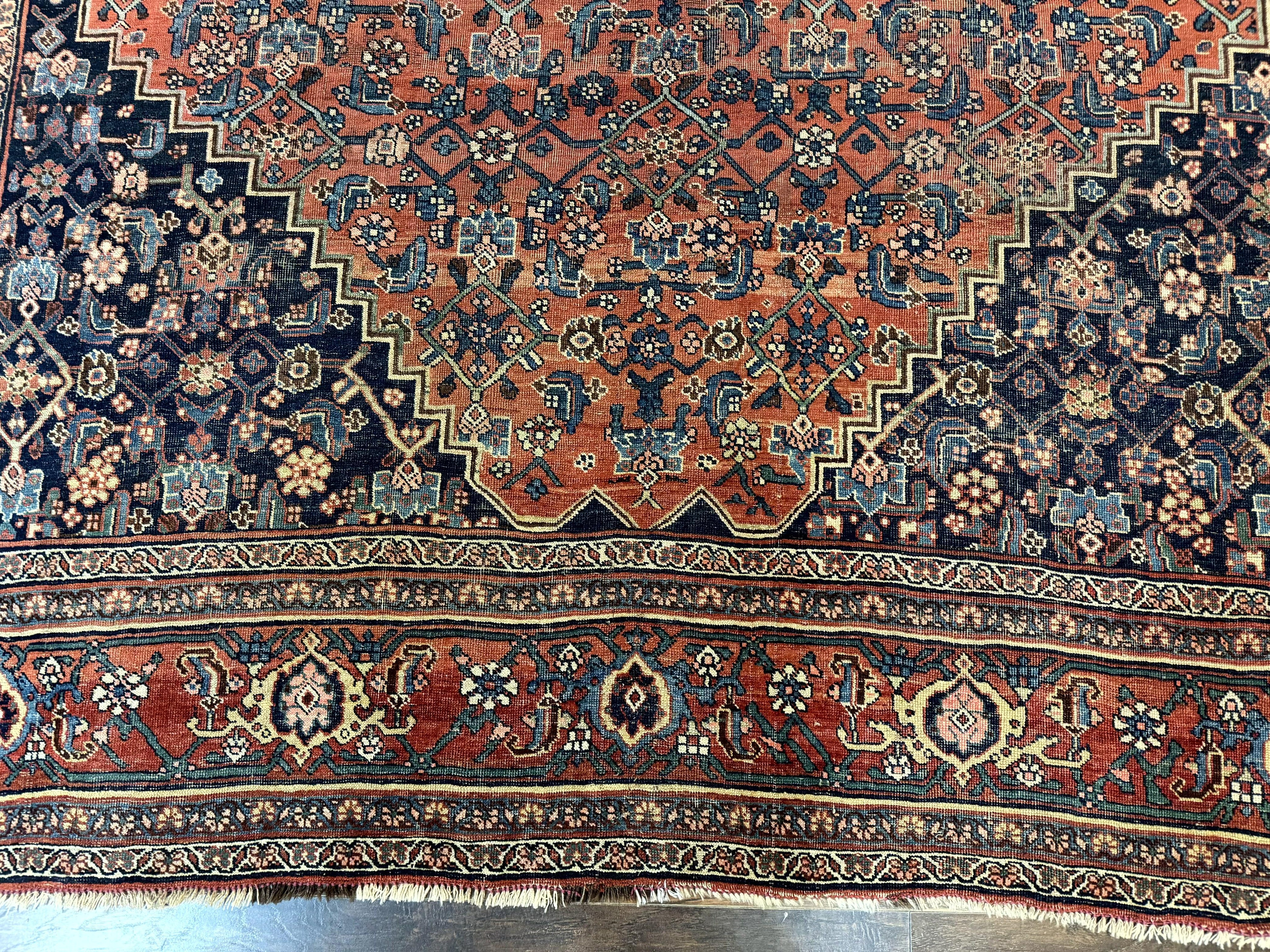 Antique Persian Bidjar Rug 8x12, Rare Persian Carpet