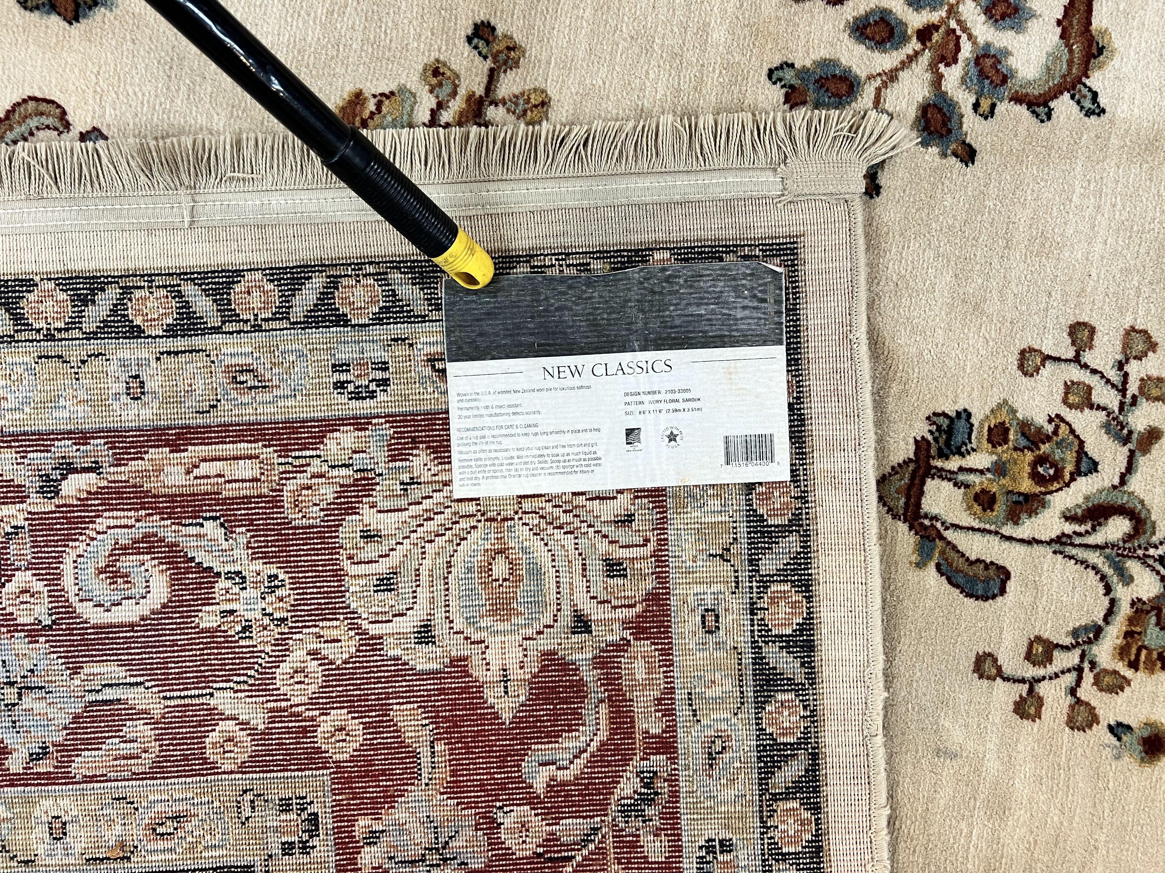 Karastan Rug 8.6 x 11.6, English Manor #2103, Ivory Floral Sarouk, Wool Karastan Carpet, Large Karastan Area Rug, Traditional Karastan Rug