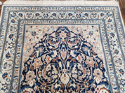 Semi Antique Fine Persian Nain Rug, Ivory & Blue, Wool with Silk Accents, 3'9" x 6'2"