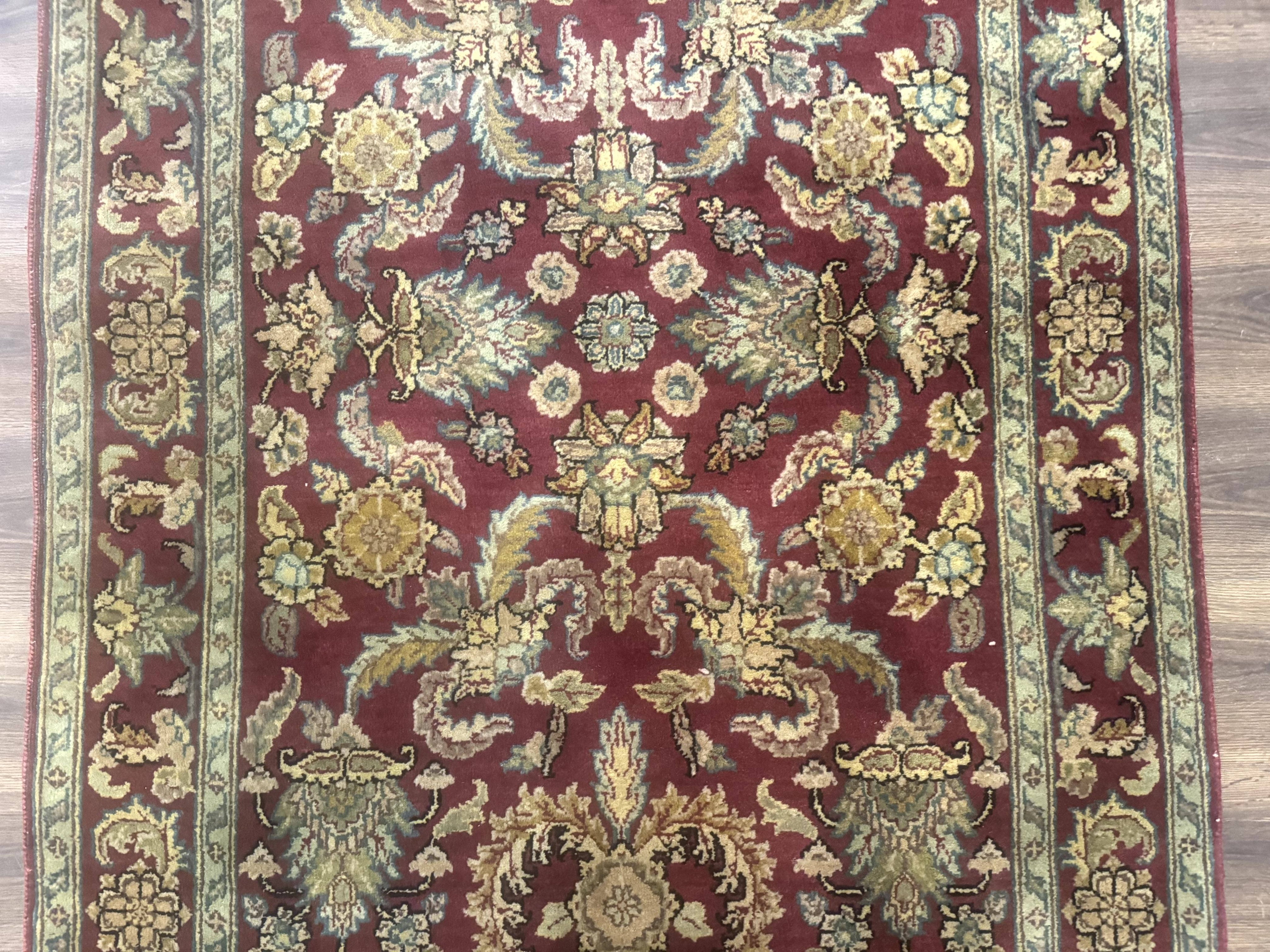 Indo Persian Mahal Rug 4x6, Floral Allover Pattern, Maroon