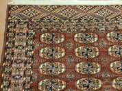 4' X 4' Antique Handmade Turkoman Bokhara Balouch Woven Wool Rug Brick Red Nice