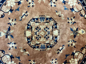 Antique Round Chinese Wool Rug 8x8, Chinese Peking Carpet, Asian Oriental Carpet 8 x 8 ft, Chinese Art Deco Rug, Nichols Rug