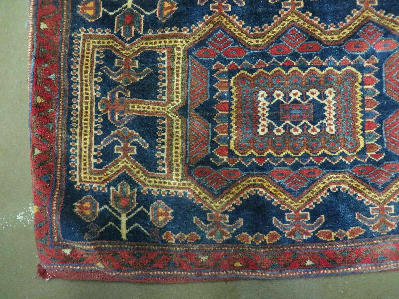 3' X 4.5' Antique Handmade Turkish Tribal Wool Rug Double Saddle Bag Nice