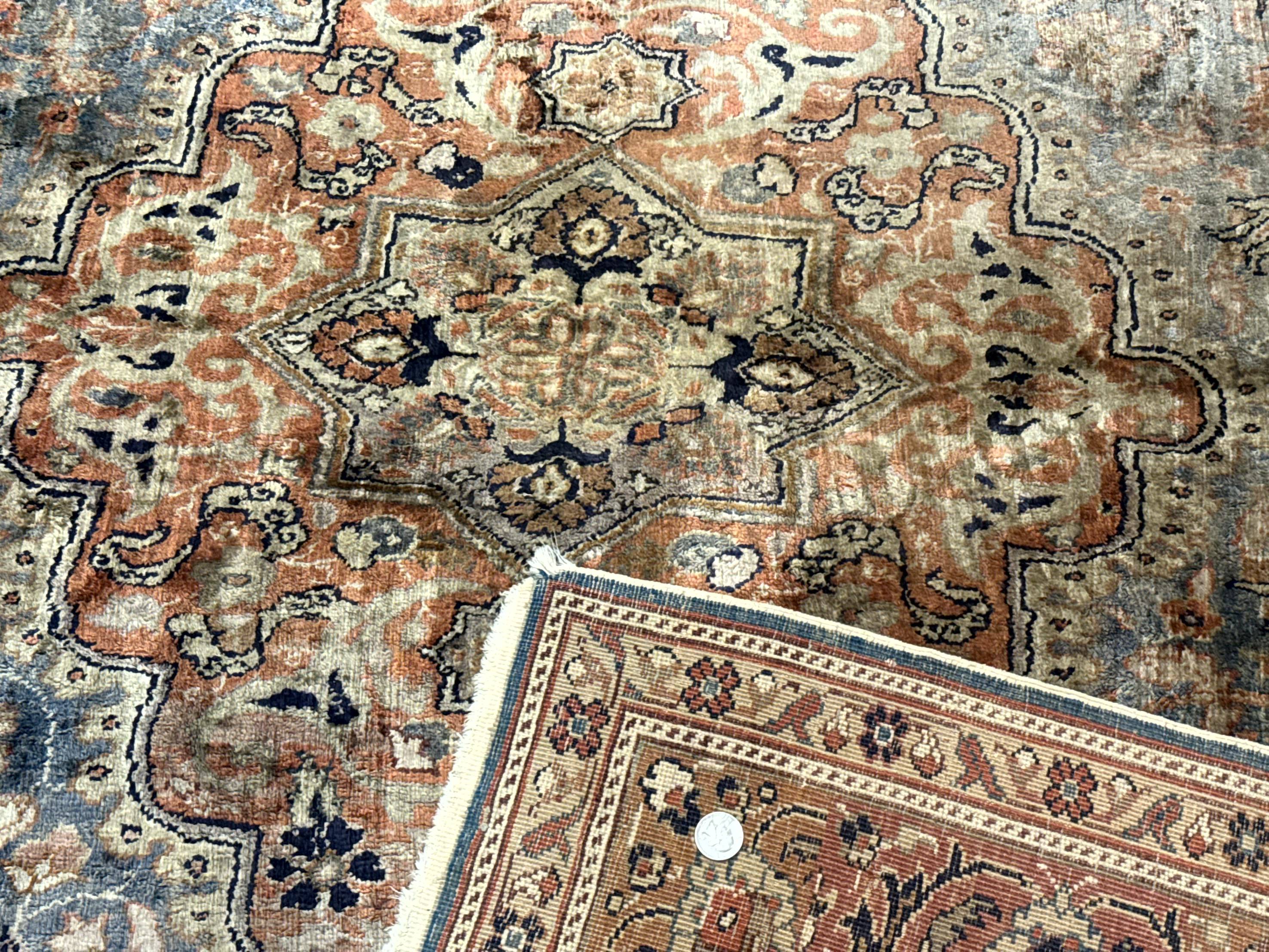 Silk Turkish Kayseri Rug 5x7, Light Blue