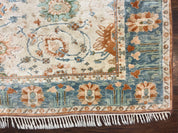 Turkish Oushak Rug 9x10, Farmhouse Rug, Beige & Light Blue