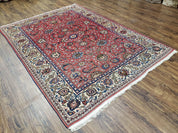 Semi Antique Persian Kashan, Red & Cream, Hand-Knotted, Wool, 4' 8" x 6' 6", Pair A