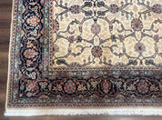 Sino Persian Rug 8x10, Allover Pattern, Beige and Midnight Blue, Wool Oriental Carpet