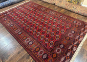 Antique Persian Turkoman Bokhara Rug 7x11, Tribal Rug, Red