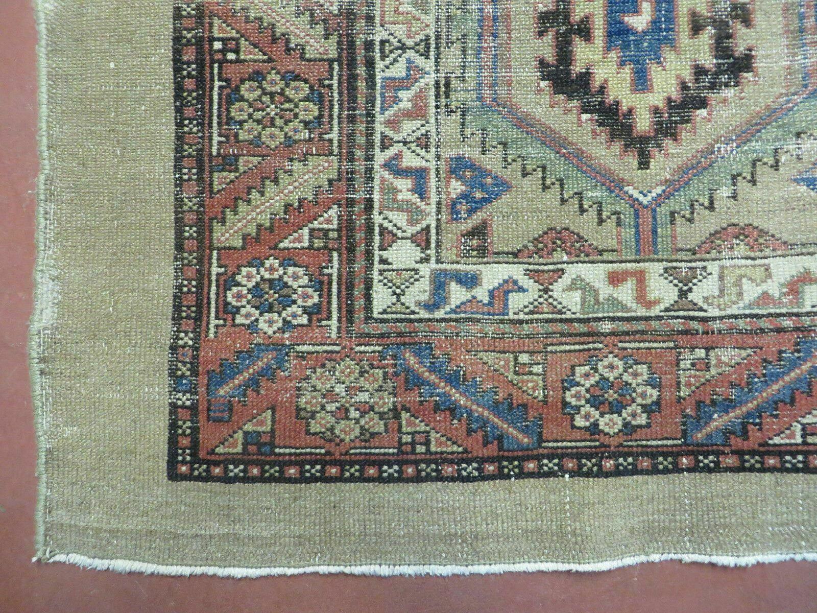 3'4" X 12' Antique Hand Made Turkish Wool Rug Runner Carpet Camel Hair Nice
