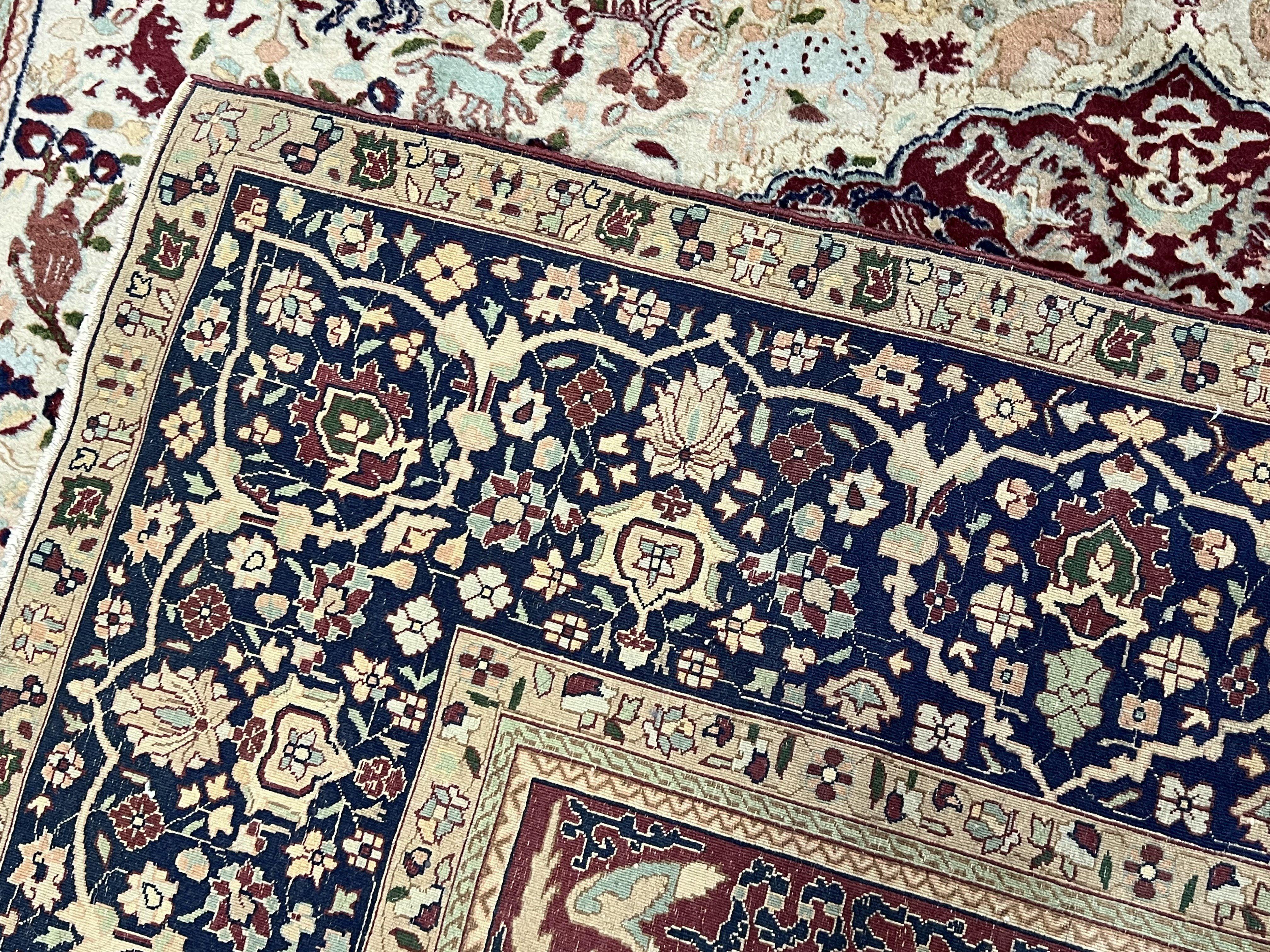 Rare Antique Indian Agra Rug, Early 20th Century Indian Carpet, Animal and Angel Motifs, Hunting Scene, Collectible Oriental Carpet, Wow