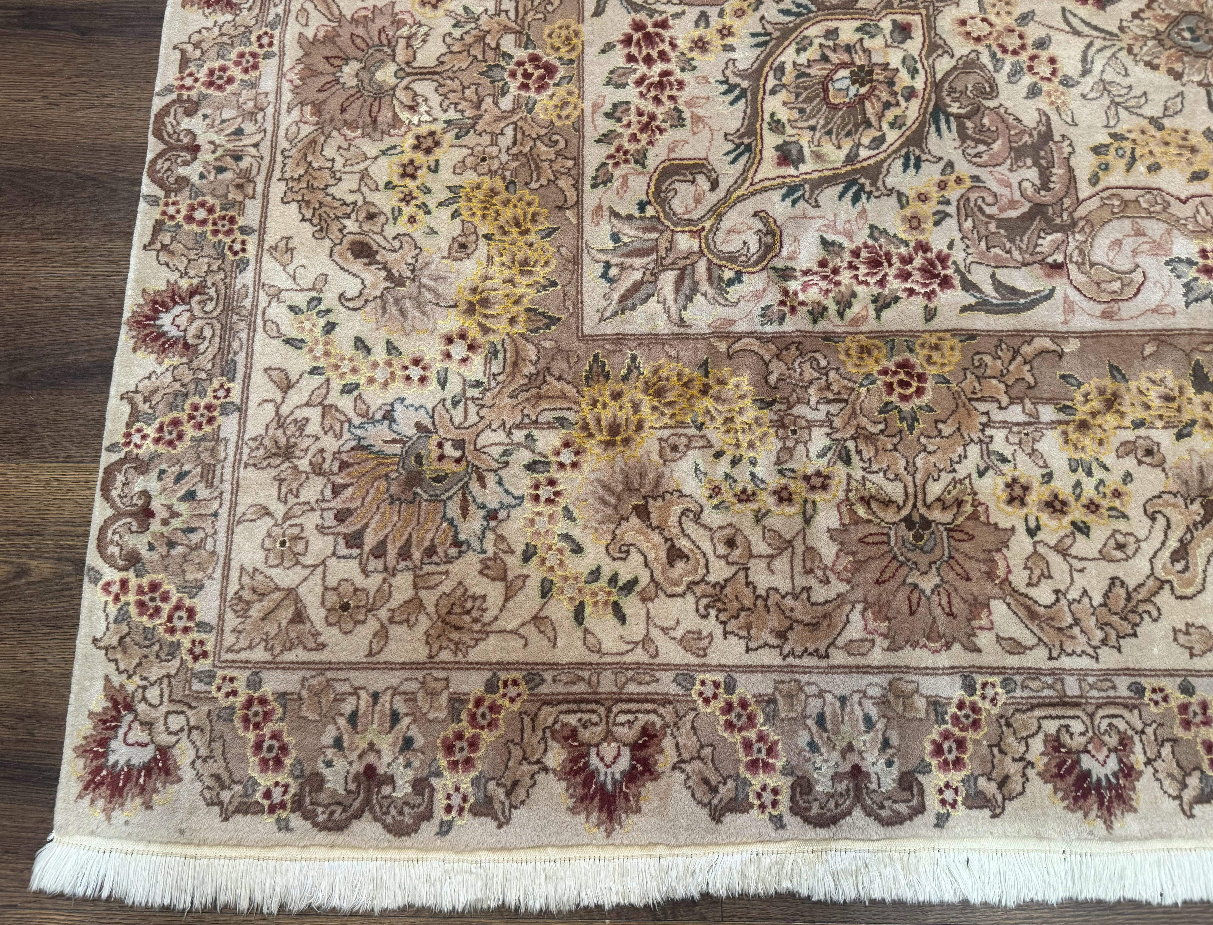 Sino Persian Rug 8x12, Wool & Silk, Traditional Elegant Carpet, Fine 200 KPSI