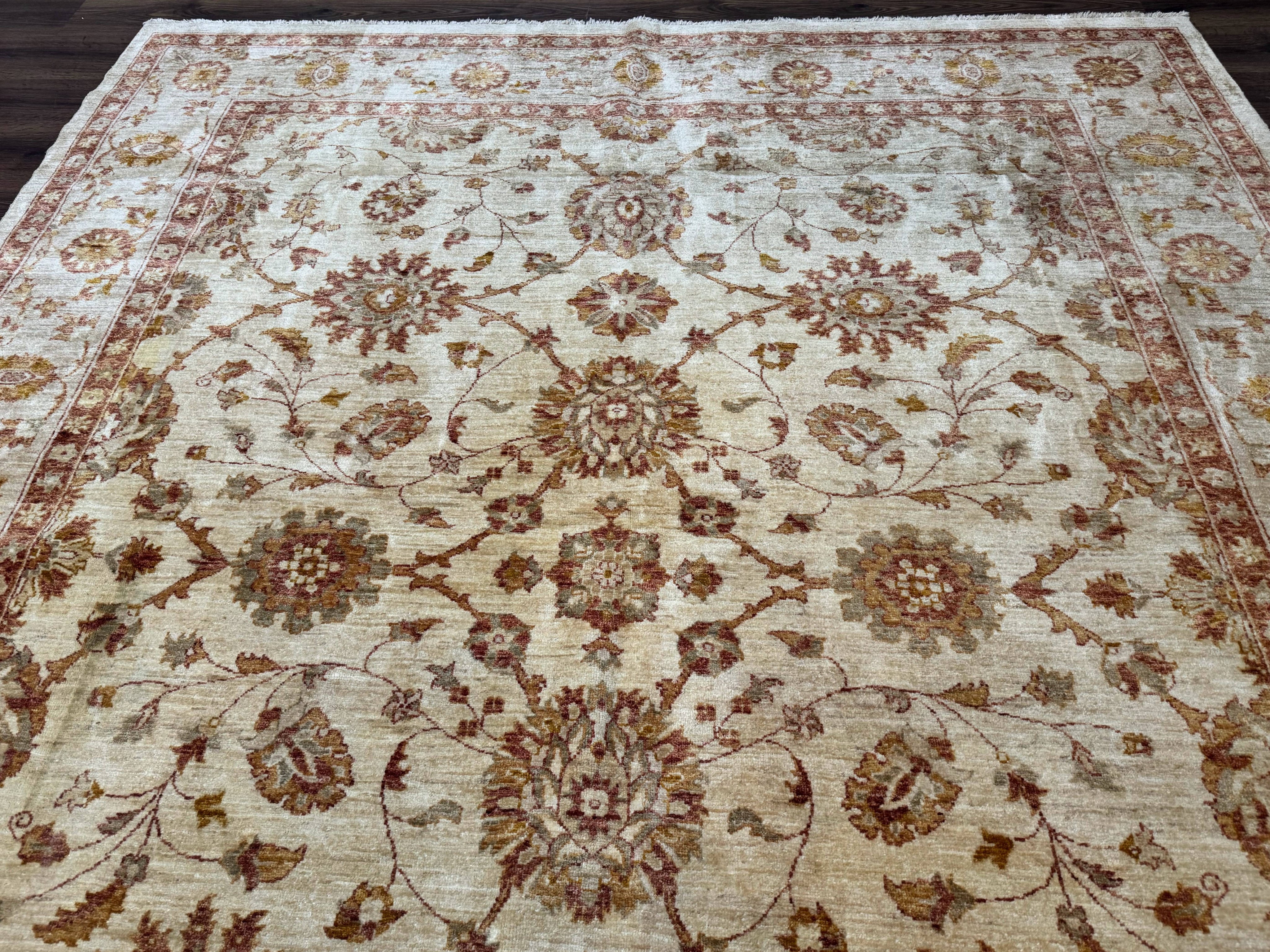 Pakistani Peshawar Rug 8x10, Pak Persian Traditional Oriental Carpet, Handmade, Wool, Allover Pattern