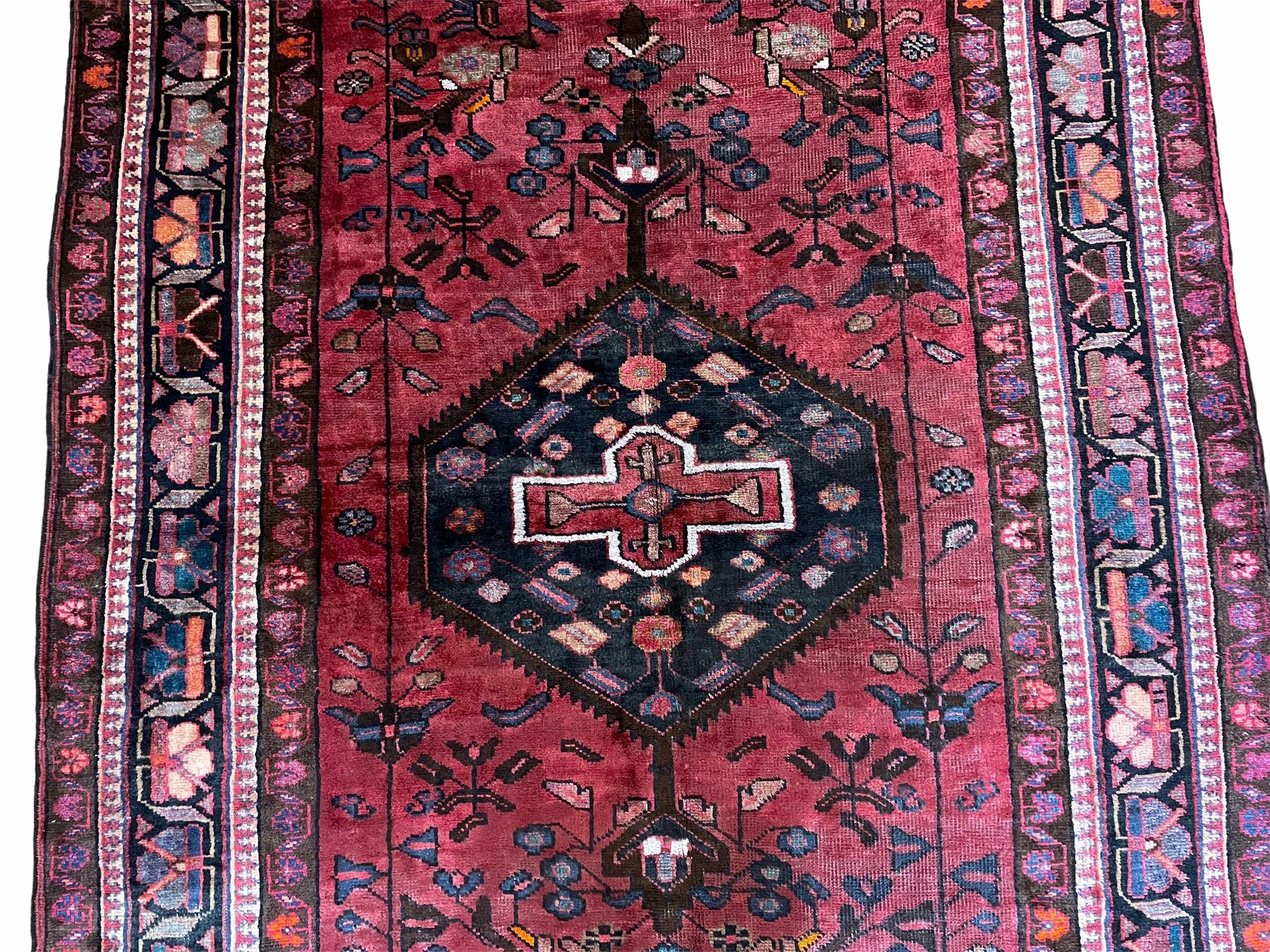 5.5 X 10 Handmade Wool Tribal Gallery Rug Wide Runner Corridor Rug Floral Red