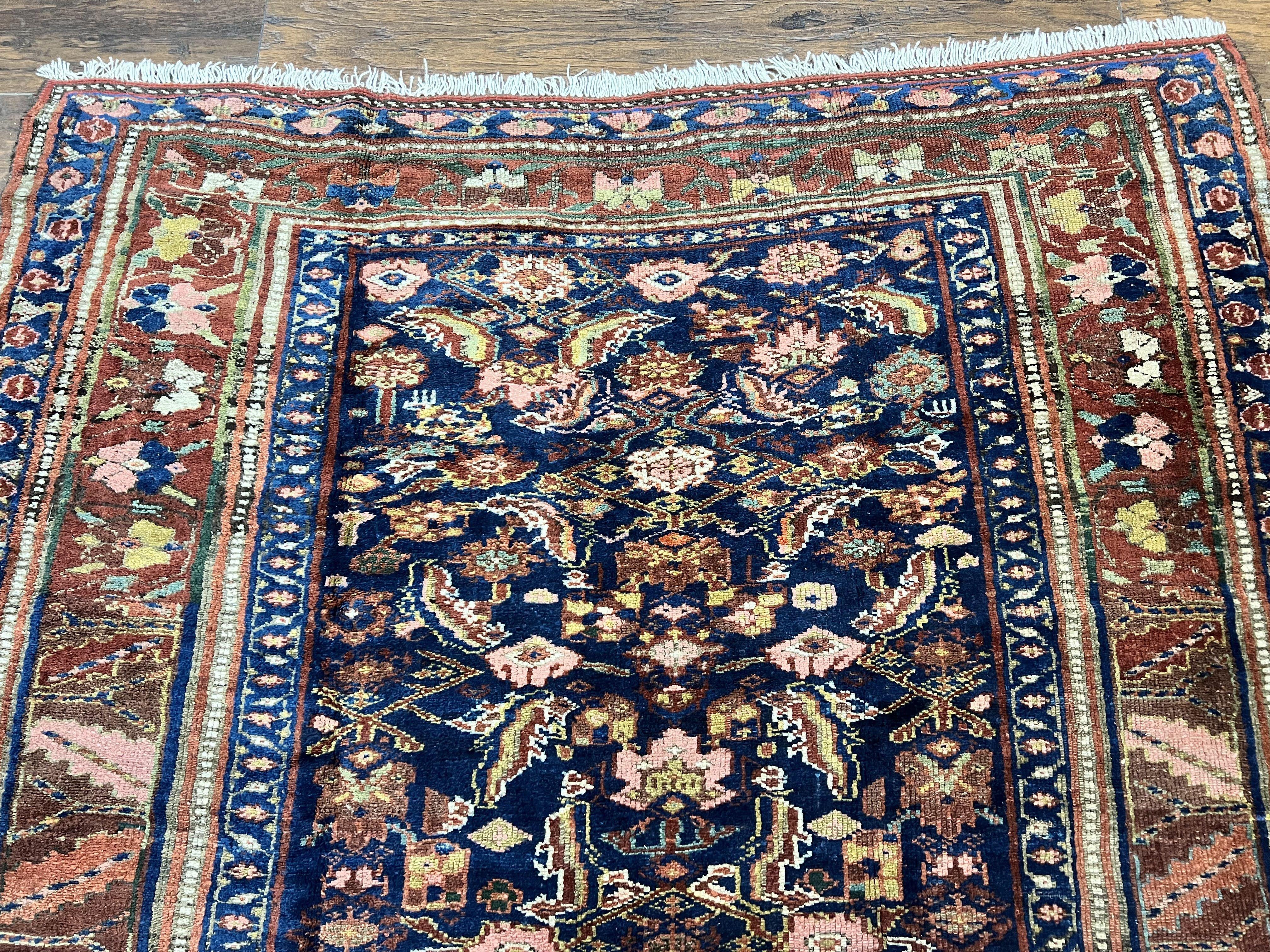 Caucasian Kalegy Rug 6x11, Wide Runner, Wool Hand Knotted Carpet, Navy Blue Tribal Rug, 1920s Antique Rug, 6 x 11 Oriental Carpet