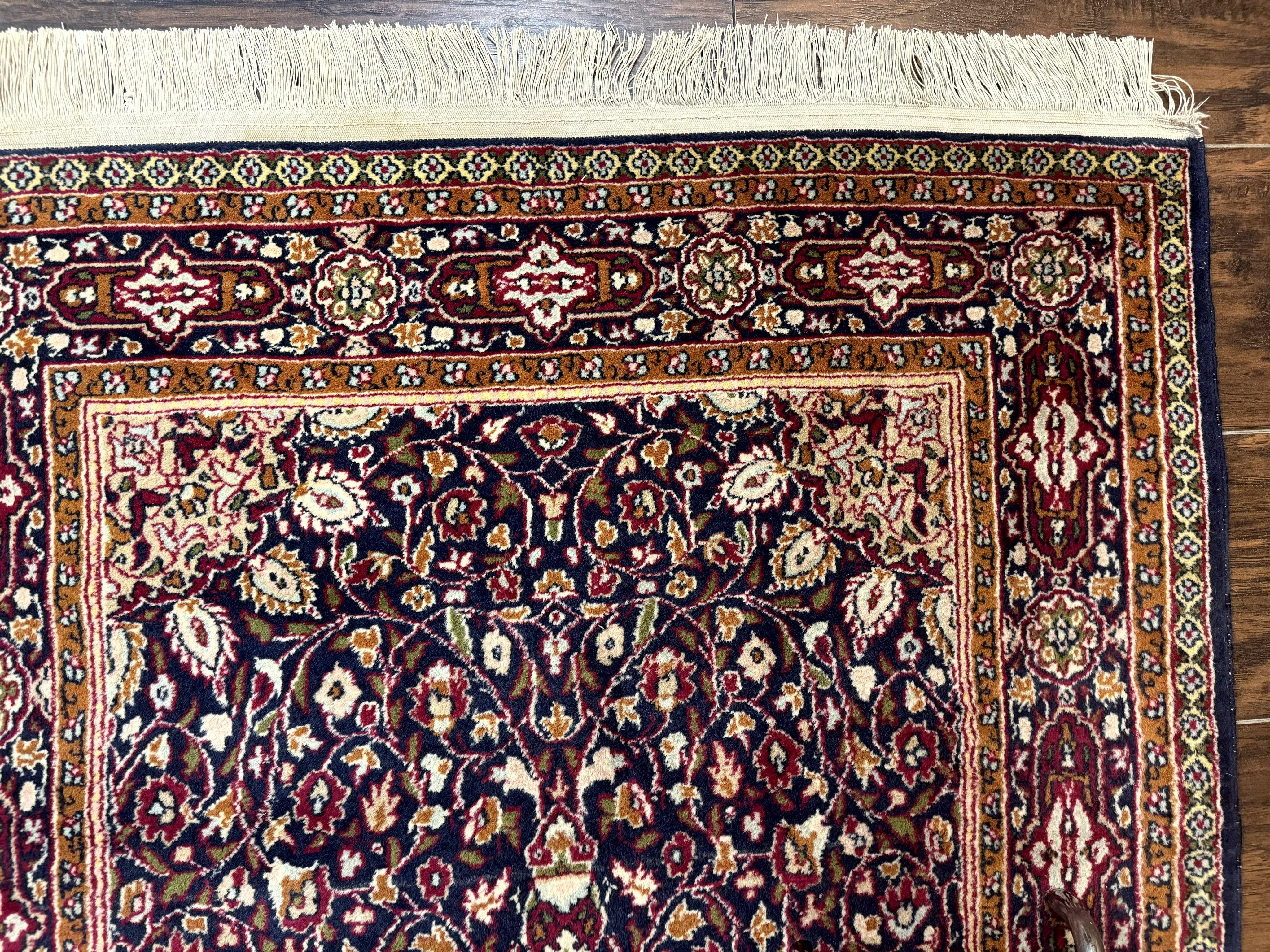 Indo Kashmiri Rug 3x5, Navy Blue, Very Fine 400 KPSI, Pair A