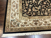 Sino Persian Rug 9x12, Floral Medallion, Black and Ivory, Elegant
