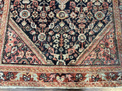 Antique Persian Mahal Rug 4x7, Wool Hand Knotted Tribal Geometric Carpet