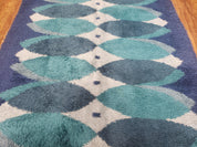 Blue Rya Rug, 1960s Mid-Century Modern Danish Shag Rug 4'6" x 6'7", Ege Rya, Abstract