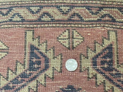 Antique Turkish Sparta Rug 3x6, Geometric Caucasian Kazak Pattern, Handmade