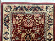 Short Runner Rug 2x6, Fine 200 KPSI, Red Floral Medallion, Wool and Silk Highlights, Persian Runner Rug, Traditional, Sino Persian