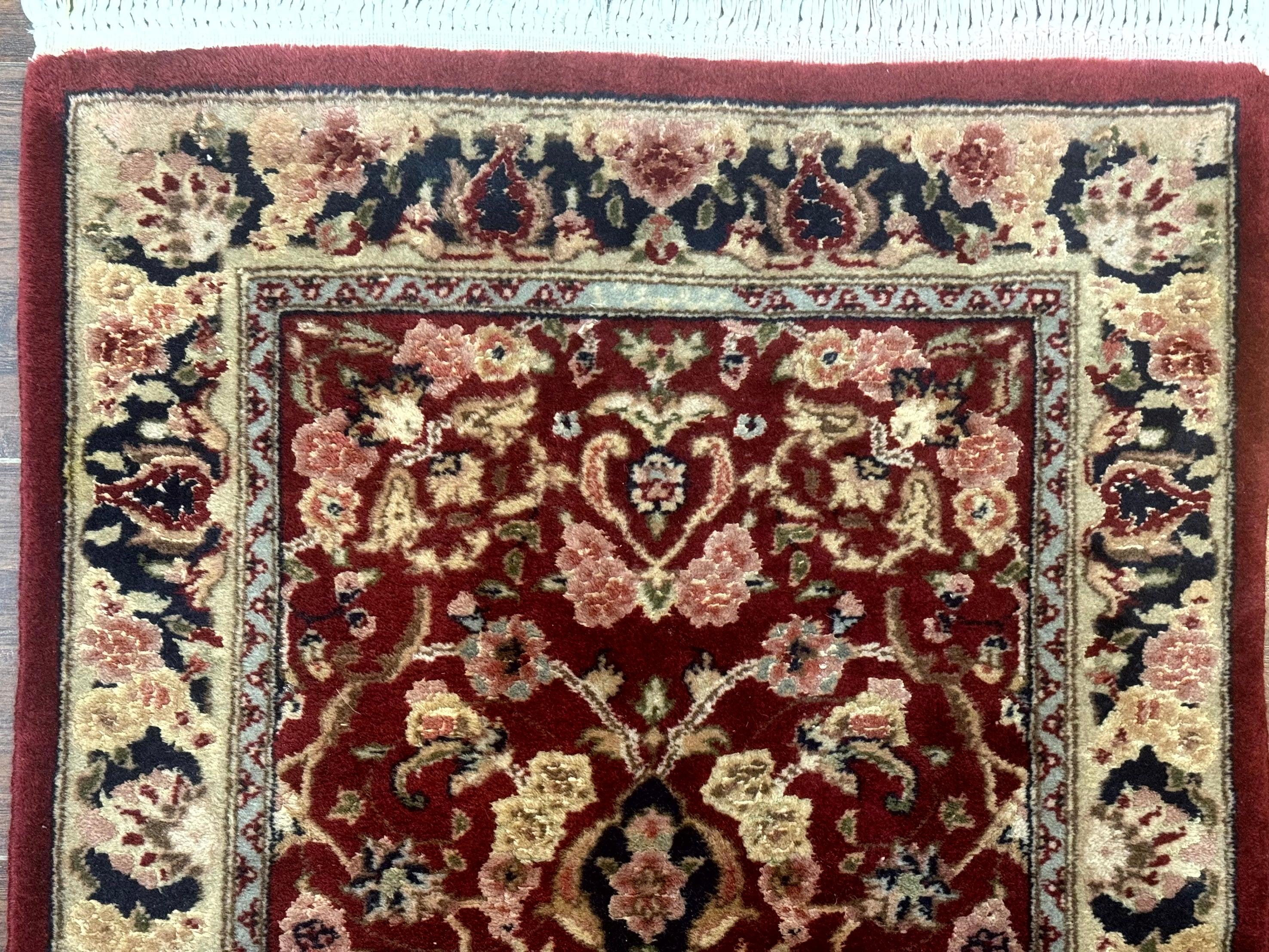 Short Runner Rug 2x6, Fine 200 KPSI, Red Floral Medallion, Wool and Silk Highlights, Persian Runner Rug, Traditional, Sino Persian