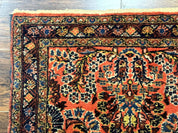 Antique Persian Lilihan Rug 2x4, Red, Floral, Wool, Handmade Lilian Persian Carpet