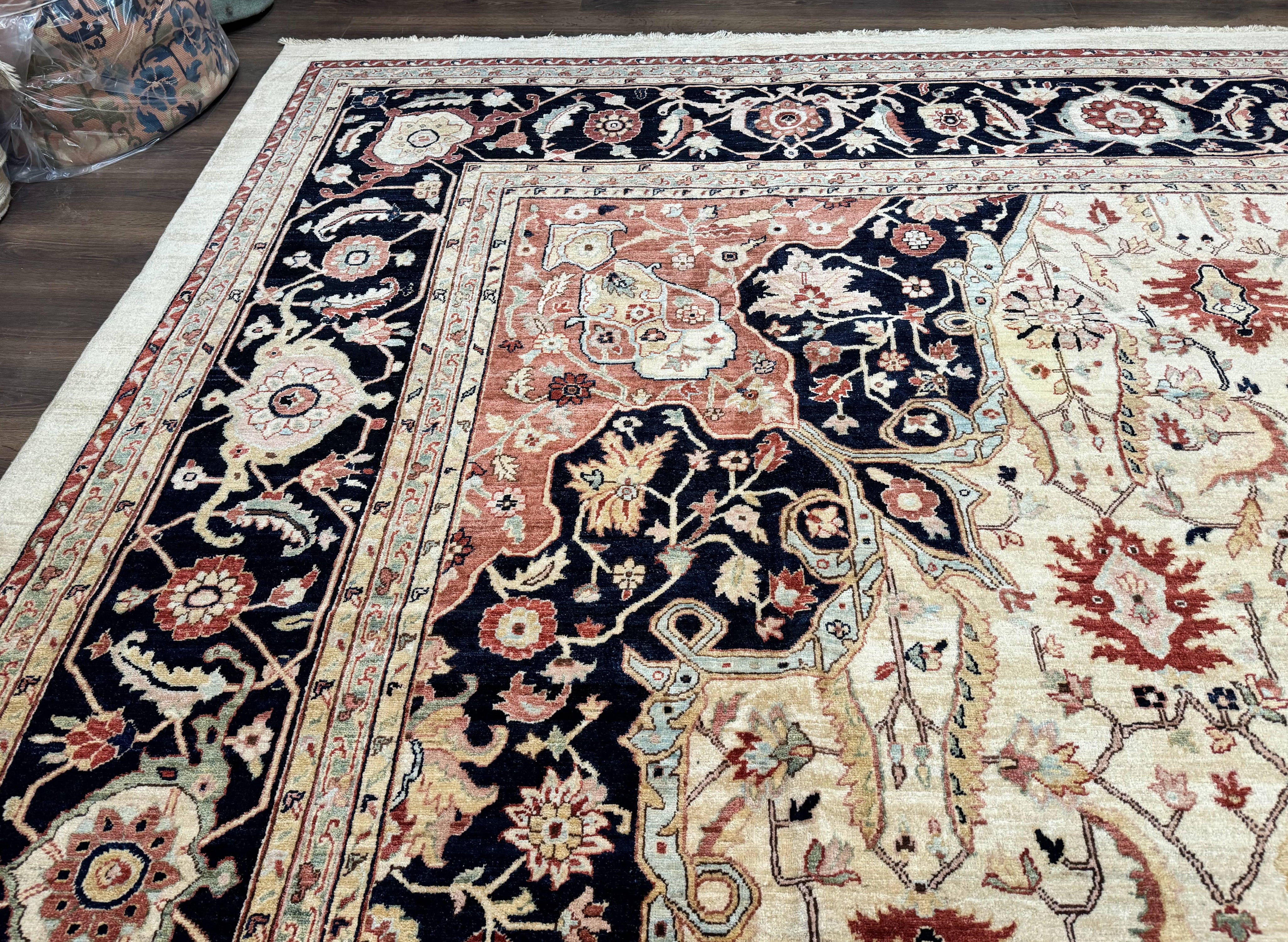 Large Palace Sized Stark Carpet 13x19, Traditional Wool Handmade Rug, Beige