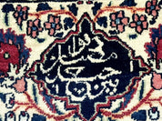 Antique Persian Mashad Rug 10x12, Red and Ivory, Signed by Master Weaver