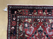 3' 4" X 9' Antique Handmade Wool Rug Runner Floral Organic Dyes Red Nice