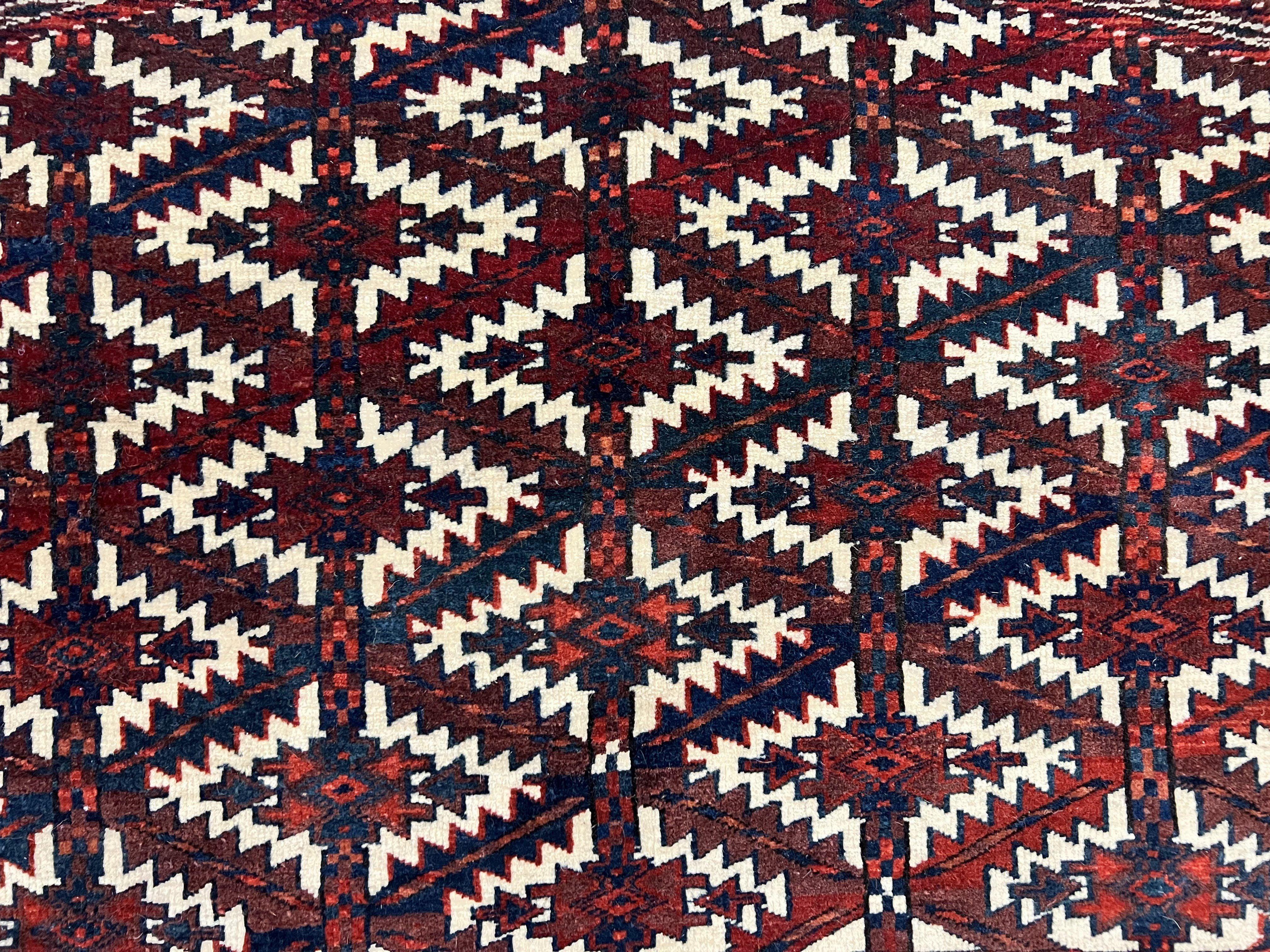 Antique Turkoman Camel Trapping, Turkoman Asmalyk, Red Black Ivory, Handmade, Hand Knotted Tribal Collectible Rug, Rare