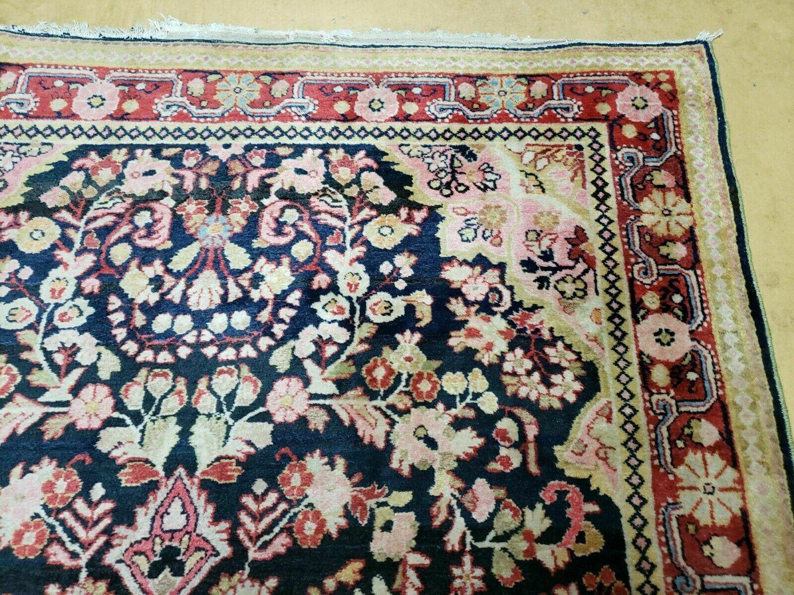4' X 6' Antique Handmade India Floral Oriental Wool Rug Carpet Organic Blue
